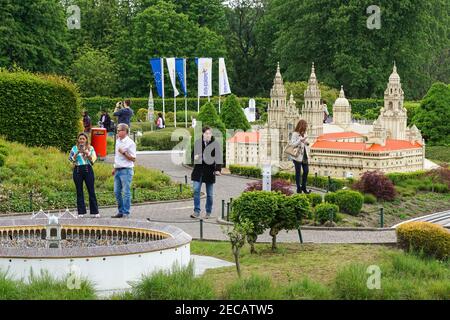 Visitors in Mini-Europe miniature park with Europe's landmarks in Brussels, Belgium Stock Photo