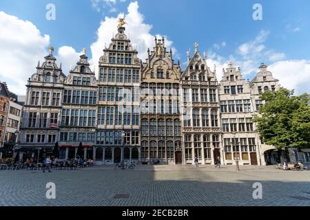 Historic 16th-century Guildhalls at the Grote Markt square in Antwerp, Flanders, Belgium Stock Photo