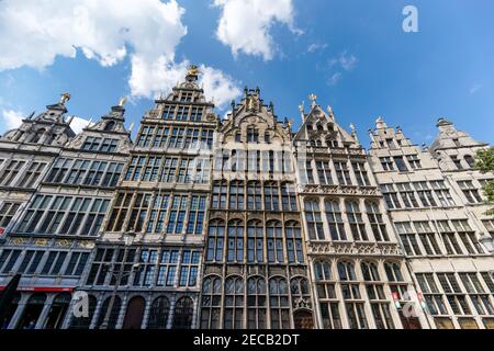 Historic 16th-century Guildhalls at the Grote Markt square in Antwerp, Flanders, Belgium Stock Photo