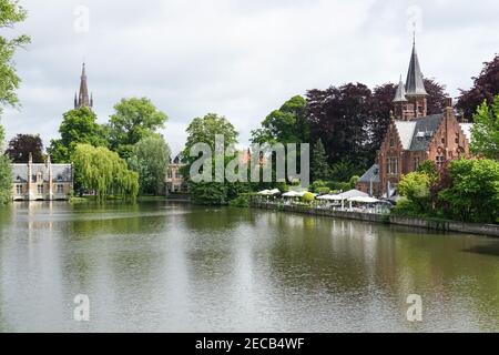 Minnewater canal in Bruges, Belgium Stock Photo