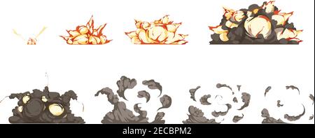 Cartoon bomb wave explosion, detonation and boom effect. Power symbol ...