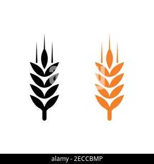 Flat vector line icon of barley, rye, wheat, vector illustration Stock Vector