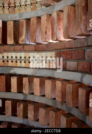 Brick detail. The Gallery House, Bansberia, India. Architect: Abin Design Studio, 2020. Stock Photo