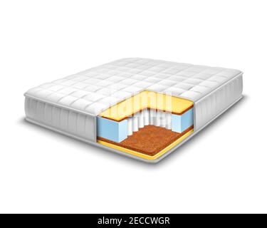Double comfortable orthopedic mattress cut out in realistic style with layers view isolated vector illustration Stock Vector