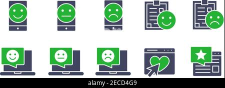 Set of feedback colored icons. Charity, testimonials, customers review, social networks navigation and more. Stock Vector