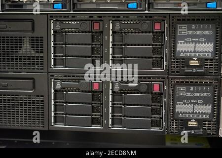 Server racks In server room cloud data center. Stock Photo