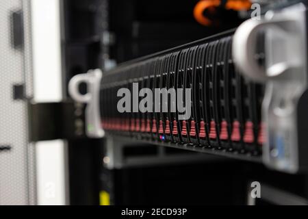 Server racks In server room cloud data center. Stock Photo