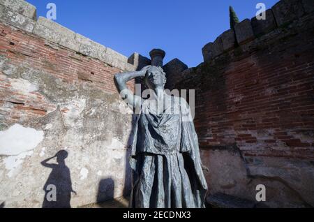 Margarita Xirgu statue. Spanish actress who first performed at Merida Roman theatre after his excavation. Extremadura, Stock Photo
