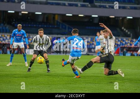 Naples, Campania, Italy. 13th Feb, 2021. During the Italian Serie A Football match SSC Napoli vs FC Juventus on February 13, 2021 at the Diego Armano Maradona stadium in Naples.In Picture: Lorenzo Insigne. Credit: Fabio Sasso/ZUMA Wire/Alamy Live News Stock Photo