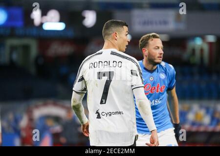 Naples, Campania, Italy. 13th Feb, 2021. During the Italian Serie A Football match SSC Napoli vs FC Juventus on February 13, 2021 at the Diego Armano Maradona stadium in Naples.In picture: Cristiano Ronaldo. Credit: Fabio Sasso/ZUMA Wire/Alamy Live News Stock Photo