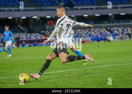 Naples, Campania, Italy. 13th Feb, 2021. During the Italian Serie A Football match SSC Napoli vs FC Juventus on February 13, 2021 at the Diego Armano Maradona stadium in Naples.In picture: Cristiano Ronaldo. Credit: Fabio Sasso/ZUMA Wire/Alamy Live News Stock Photo