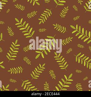 Seamless pattern with green leaves of a fern. Vector illustration. Stock Vector