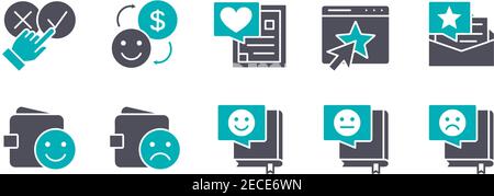 Set of consumer testimonials colored icons. Feedback, rating, social networks, customer opinion and more. Stock Vector