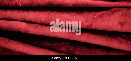 Velvet texture of seamless leather. Red suede texture. Fabric, leather Stock Photo