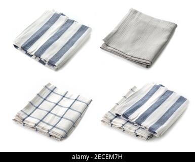 new folded kitchen towels isolated on white background Stock Photo
