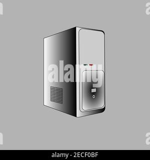 Computer system unit isolated on gray background. Stock Vector