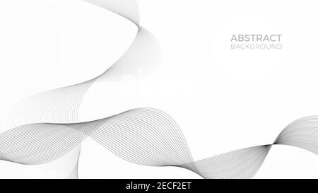 Geometric background with black waves, modern linear web template, abstract frequency banner. Two intersecting ribbons of thin curved lines. Stock Vector