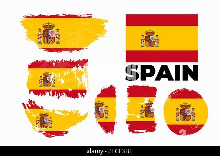 Artistic grungy watercolor brush flag of Spain. Happy independence day of Spain Stock Vector