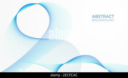 Geometric background with blue waves, modern linear web template, abstract frequency banner. Stock Vector