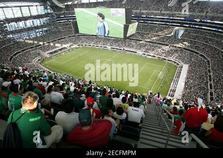 View from the last row at Dallas Cowboys Stadium during the 2009 CONCACAF soccer championship quarter-final matches on July 19 2009. Stock Photo