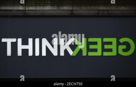 Dublin, Ireland. 13th Feb, 2021. ThinkGeek logo seen at one of their stores in Dublin city center, Credit: SOPA Images Limited/Alamy Live News Stock Photo