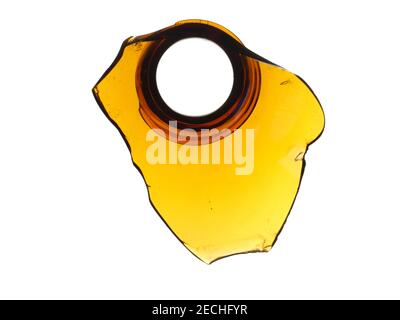 Shard of glass wine bottle brown isolated on white background Stock Photo