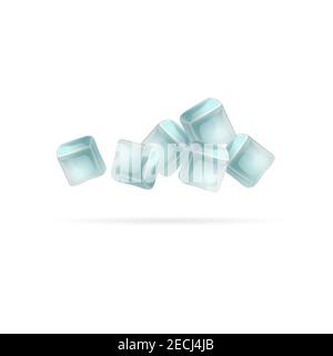 Ice cubes in a flat style. Vector illustration on white background Stock Vector