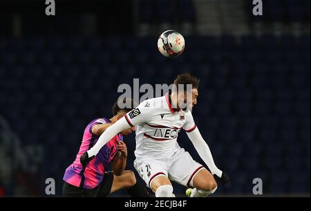 Paris, France. 13th Feb, 2021. Paris Saint-Germain's Thilo Kehrer (L) vies with Nice's Amine Gouiri during the French Ligue 1 football match between Paris Saint-Germain (PSG) and Nice (OGCN) at the Parc des Princes stadium in Paris, France, Feb. 13, 2021. Credit: Gao Jing/Xinhua/Alamy Live News Stock Photo