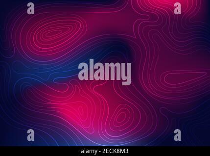 Abstract topographic vibrant gradient color background. Liquid wavy pattern lines texture. Vector illustration Stock Vector