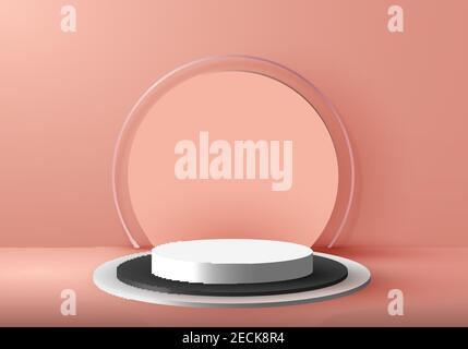 3D studio room empty product stand, platform, podium for the presentation. Scene to show cosmetic showcase, shopfront, display case. Geometric shapes Stock Vector