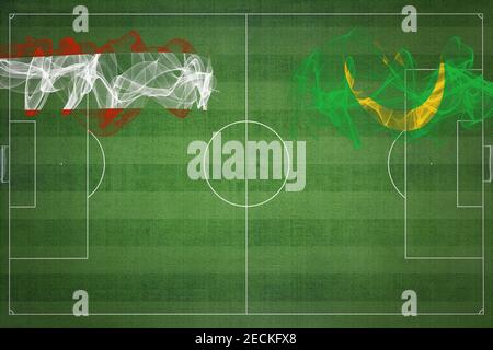 Mauritania Vs Austria Soccer Match, National Colors, National Flags 