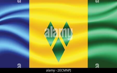 Saint Vincent and the Grenadines national flag created in grunge paint style Stock Vector