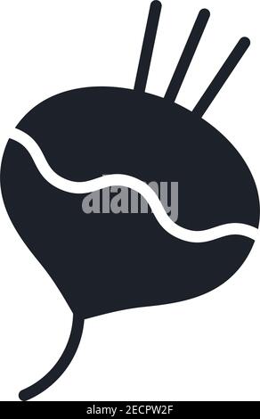 Turnip icon. Black isolated silhouette. Fill solid icon. Modern design. Vector illustration. Vegetables. Stock Vector