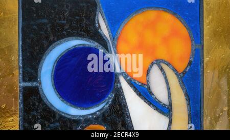 Close up of yellow blue  geometric figures Stock Photo