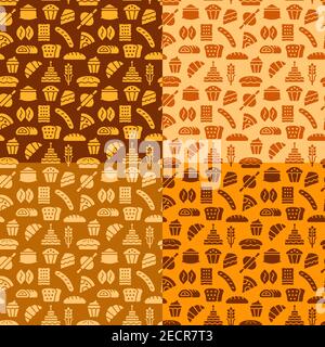 illustration of the bakery and bread seamless patterns Stock Vector