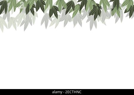 Floral frame with colorful exotic branches on white background. Ornate border with tropic leaves. Vector stock illustration for wallpaper, posters Stock Vector