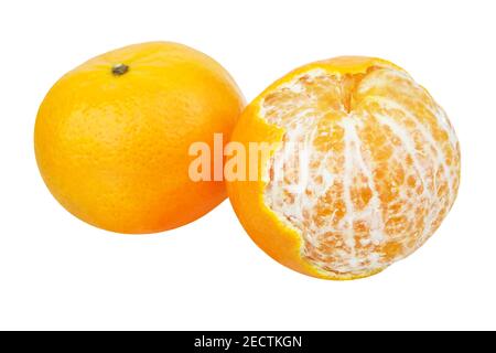 Two tangerines isolated on white background closeup Stock Photo