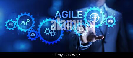 Agile flexible software development technique. Technology concept Stock Photo
