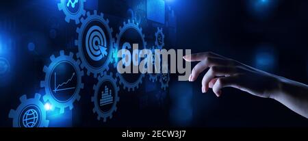 Six Sigma DMAIC Lean manufacturing business process improvement technique. Technology concept Stock Photo