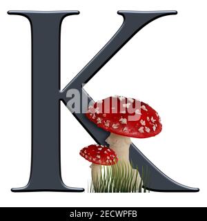 3D render of alphabet capital letter embellished with red toad Stock Photo