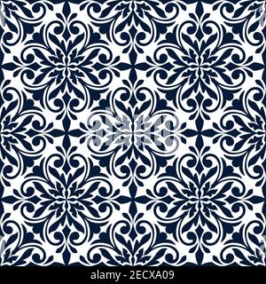 Ornamental floral pattern. Stylized damask ornate decor seamless tile. Vector ornament patchwork Stock Vector