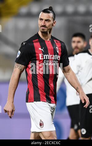 La Spezia, Italy. 13th Feb, 2021. La Spezia, Italy, Alberto Picco stadium, February 13, 2021, Zlatan Ibrahimovic of AC Milan in action during Spezia Calcio vs AC Milan - Italian football Serie A match Credit: Matteo Papini/LPS/ZUMA Wire/Alamy Live News Stock Photo