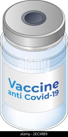Medical vaccine anti Covid-19 vial, vector illustration Stock Vector