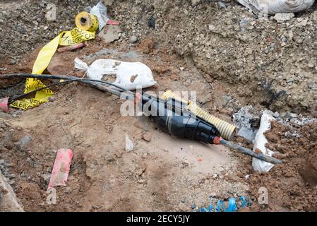 Installation of armoured cables Stock Photo - Alamy