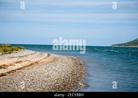 The River Conwy from the Beacons near Conwy Quay Marina Conwy Snowdonia North Wales Stock Photo