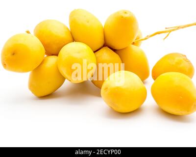 golden dates on white background Stock Photo