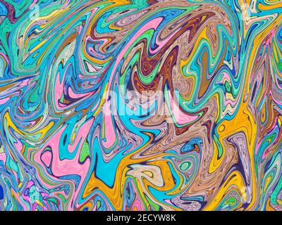 Mint blue digital marbling. Abstract marbled backdrop. Holographic abstract pattern. Cold color palette mesh background. Detailed marbling texture for Stock Photo