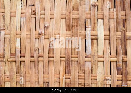 Rustic woven texture photo. Wicker wooden background. Rattan woven top view. Rustic interlace of natural material. Ecologic craft. Basketry wall. Trad Stock Photo