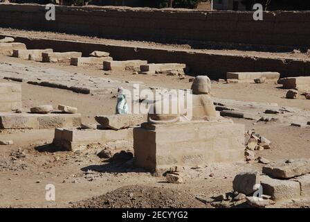 Sphinx Alley in the center of Luxor in Egypt Stock Photo