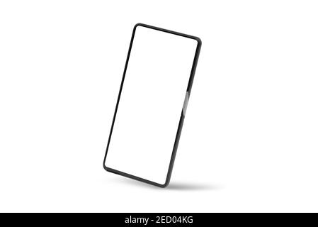 Device mockup, mobile isolated on white. Modern smartphone with blank screen Stock Photo